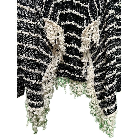 Anthropologie La Fee Verte Cardigan Black White Fringe NWT Size Medium Sweater - Picture 5 of 9